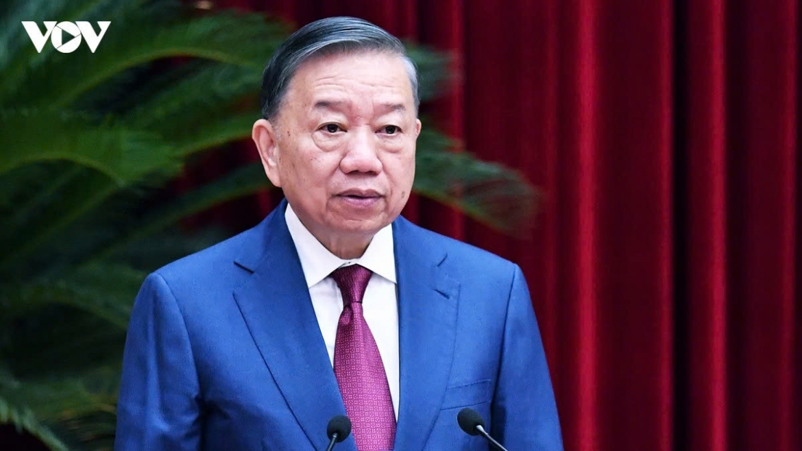 Party General Secretary and State President To Lam addresses the third plenum of the Party Central Committee in Hanoi on July 20, 2026