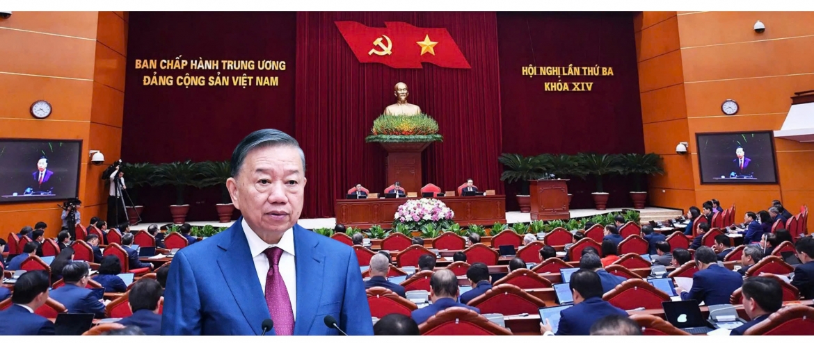 Party General Secretary and State President To Lam speaks at the third plenum of the Party Central Committee in Hanoi in July 2026