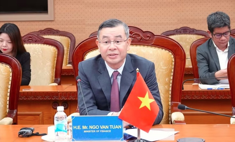 Vietnamese Minister of Finance Ngo Van Tuan speaks at the meeting with Australian Minister for International Development Anne Aly. (Photo: Courtesy of the Finance Ministry)
