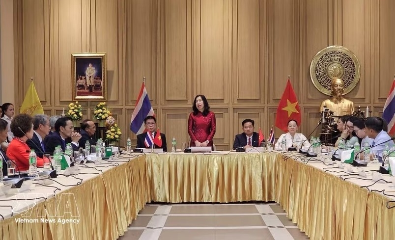 Deputy Minister of Foreign Affairs Le Thi Thu Hang has a working session with Vietnamese associations in Udon Thani province, northeastern Thailand, on July 16. (Photo: VNA)