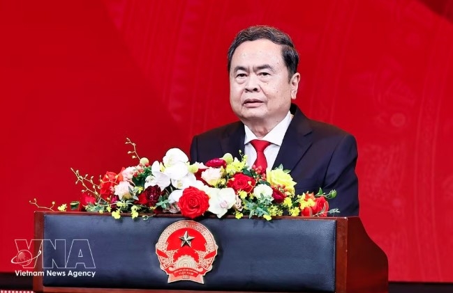 National Assembly Chairman Tran Thanh Man addresses the ceremony in Hanoi on July 1 marking the 80th anniversary of the external security force’s traditional day (July 12, 1946 – 2026). (Photo: VNA)