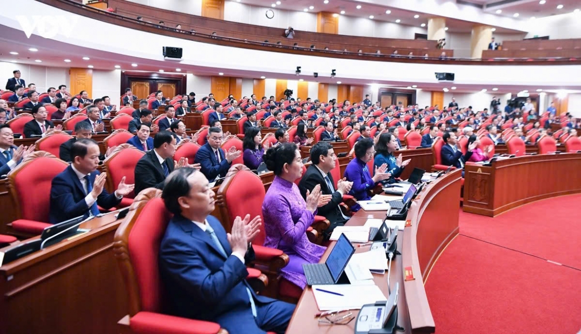 Senior Party members attend the third plenum in Hanoi on July 20, 2026