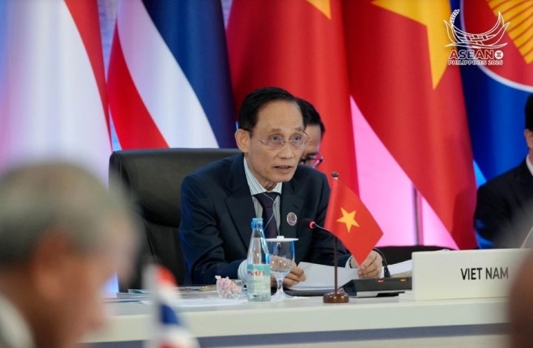 Vietnamese Foreign Minister Le Hoai Trung addresses the 59th ASEAN Foreign Ministers' Meeting and related meeting in Manila on July 22.( Photo: The ASEAN Secretariat)