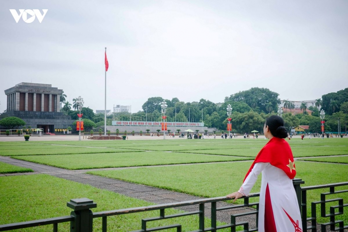 Visitors admire President Ho Chi Minh’s Mausoleum in August, when stories of the nation’s history seem to come alive through memories passed down from one generation to the next.