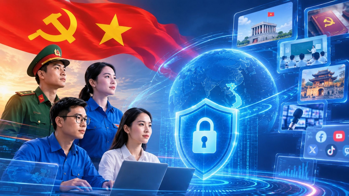 Experts call for stronger AI capabilities, data infrastructure and technological self-reliance as Vietnam faces new challenges in the online information environment. (Illustrative image created by AI)
