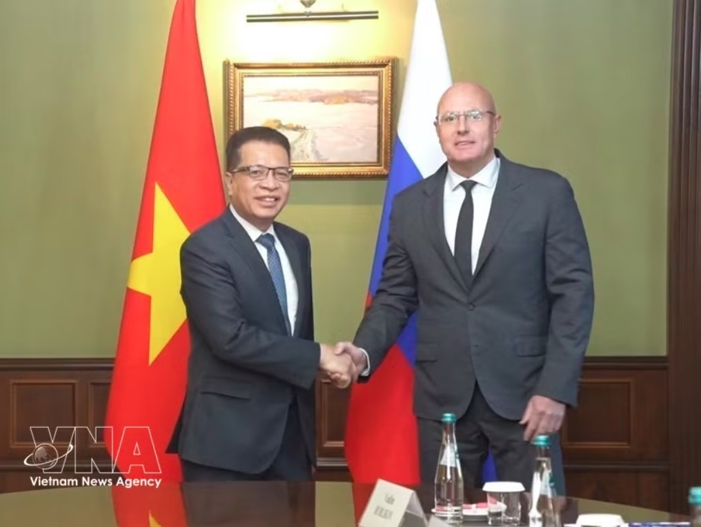 Vietnamese Ambassador to Russia Dang Minh Khoi (L) and Russian Deputy Prime Minister Dmitry Chernyshenko. (Photo: VNA)