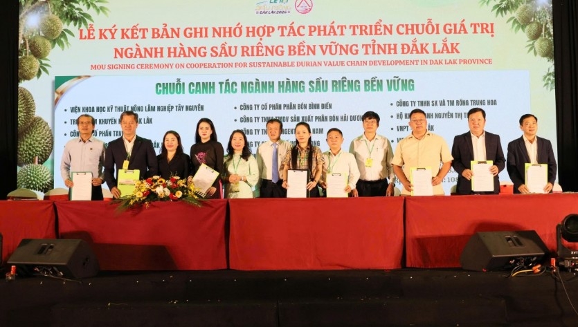 At the MoU signing ceremony on sustainable durian value chain development in Dak Lak