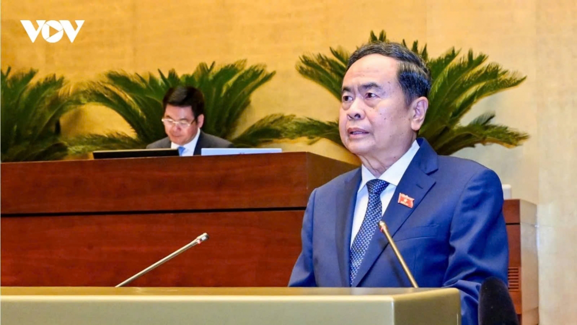 National Assembly Chairman Tran Thanh Man speaks at the first extraordinary session of the 16th National Assembly in Hanoi on August 3, 2026