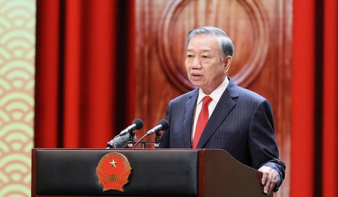 General Secretary of the Communist Party of Vietnam Central Committee and President To Lam delivers a speech at the ceremony marking the 81st anniversary of Vietnam's National Day (September 2, 1945-2026) at the Ho Guom Opera House in Hanoi on the evening of August 28, 2026. (Photo: VNA)