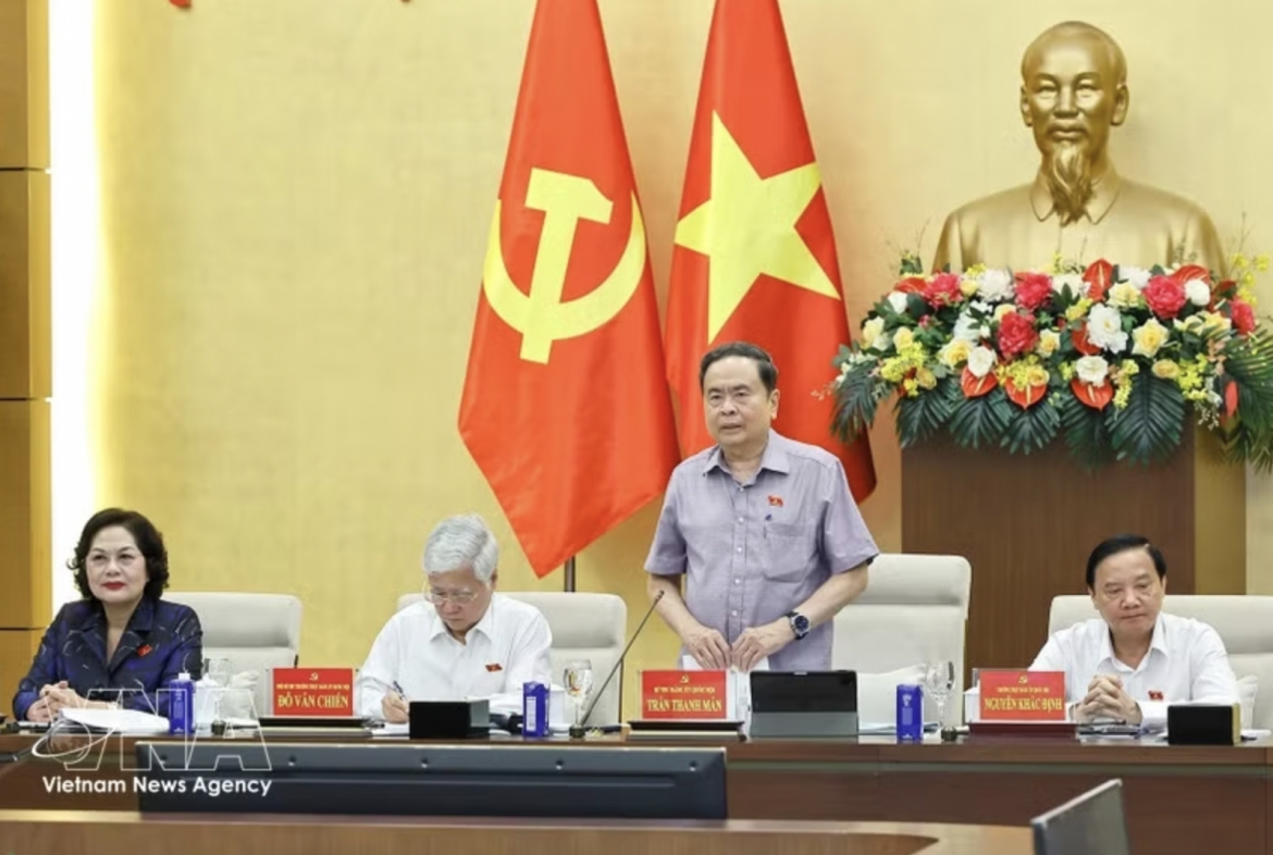 National Assembly Chairman Tran Thanh Man addresses the meeting (Photo: VNA)