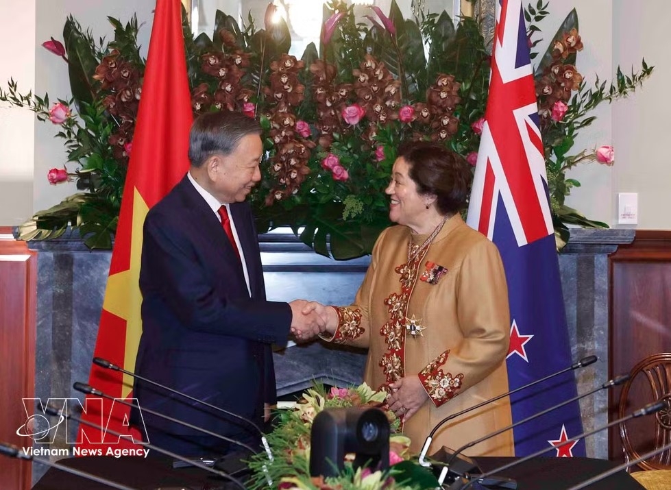 Party General Secretary and President To Lam and New Zealand Governor-General Cindy Kiro before their talks. (Photo: VNA)