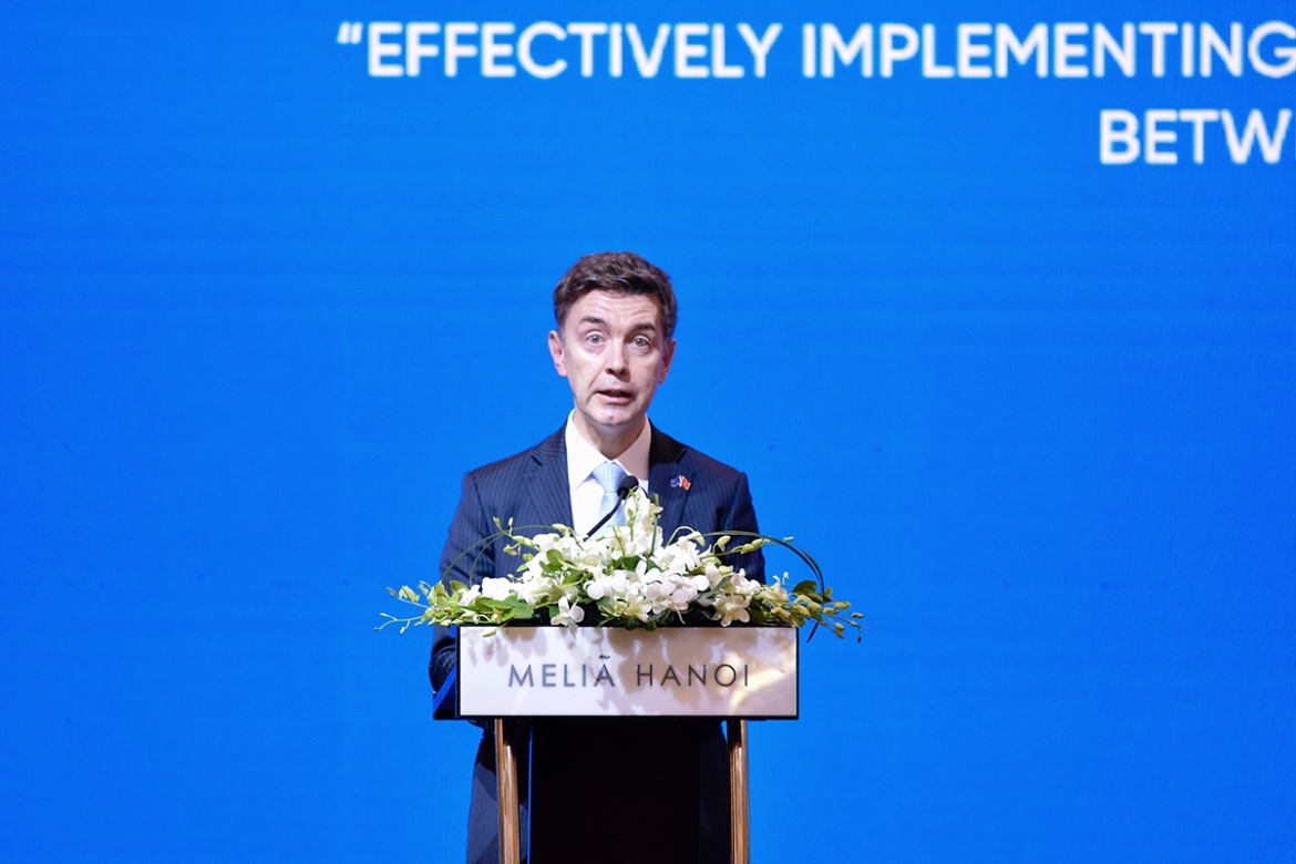 EU Ambassador to Vietnam and Head of the EU Delegation Julien Guerrier highlights the need for a transparent and predictable investment environment to unlock the full potential of EU-Vietnam investment cooperation