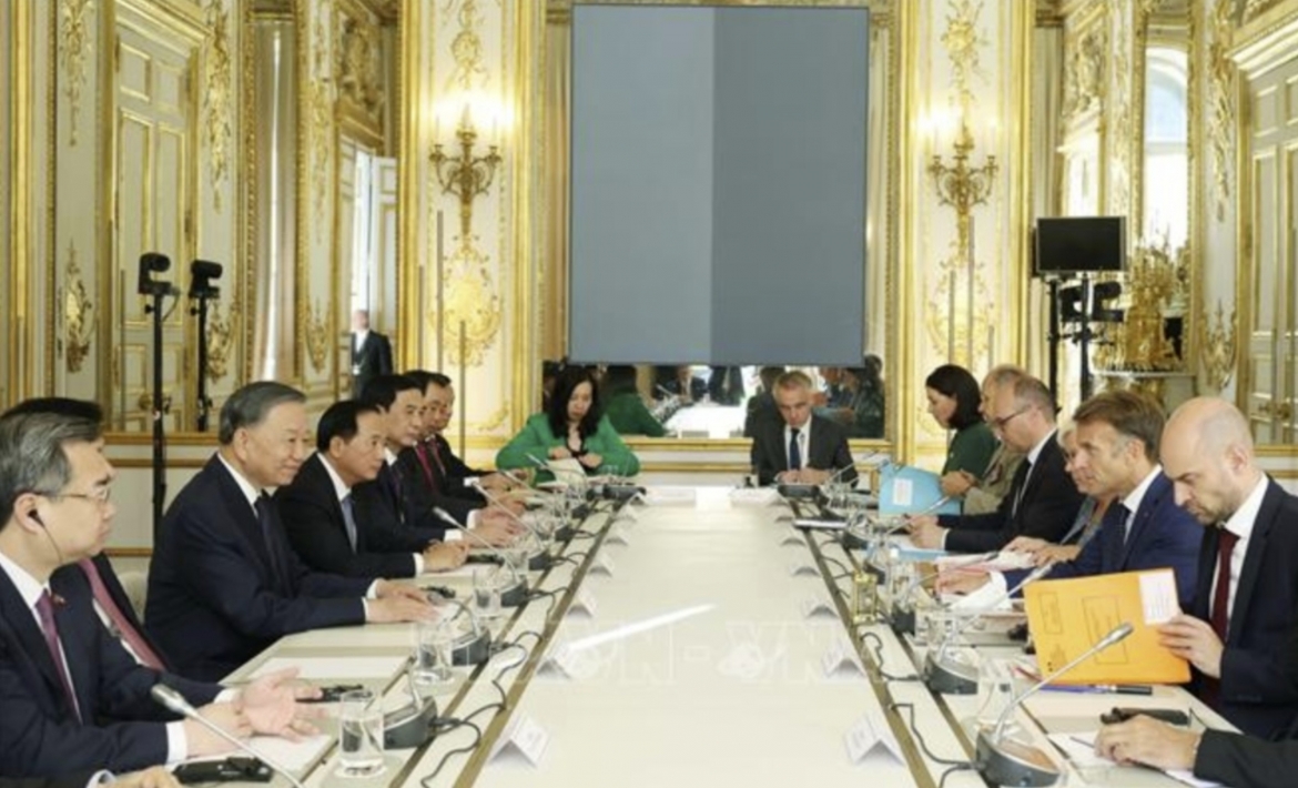 At the talks betweenGeneral Secretary of the Communist Party of Vietnam Central Committee and President To Lam and French President Emmanuel Macron (Photo: VNA)