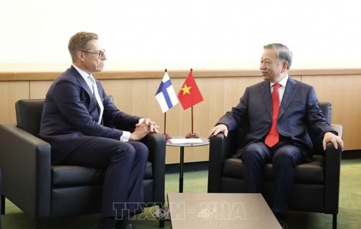 Party General Secretary and State President To Lam and Finnish President Alexander Stubb. (Photo: VNA)