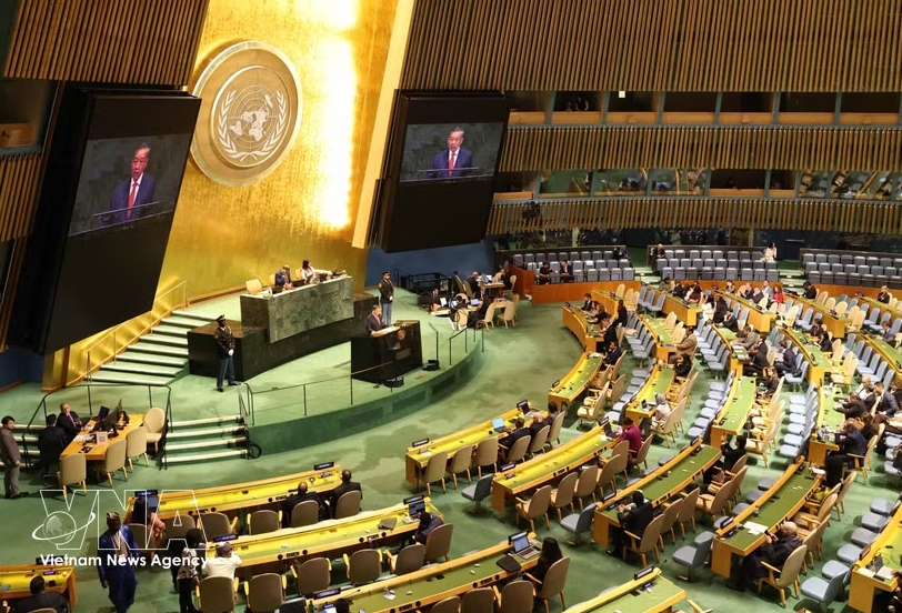 General Secretary of the Communist Party of Vietnam Central Committee and President To Lam delivers an important address at the high-level general debate of the 81st session of the United Nations General Assembly at the UN headquarters in New York on September 22 (local time). (Photo: VNA)