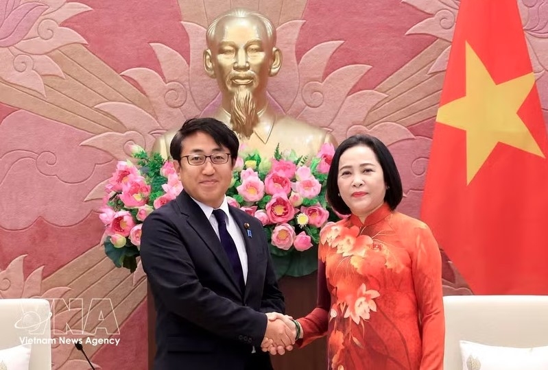 National Assembly Vice President Nguyen Thi Thanh (R) and Saito Hiroaki, a member of the Japanese House of Representatives and Chair of its Committee on Education, Culture, Sports, Science and Technology, in Hanoi on September 3, 2026. (Photo: VNA)