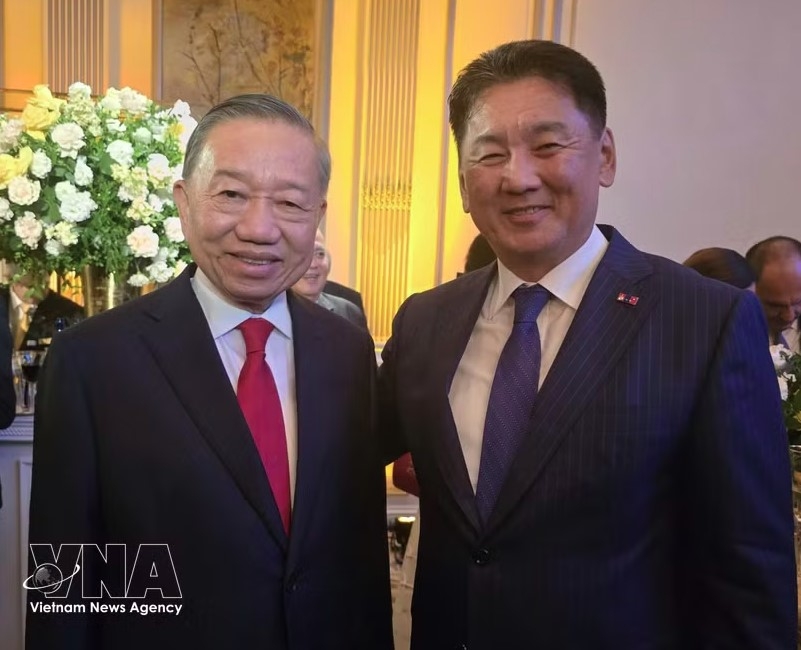General Secretary of the Communist Party of Vietnam Central Committee and President To Lam (L) meets with Mongolian President Ukhnaagiin Khürelsükh in New York. (Photo: VNA)