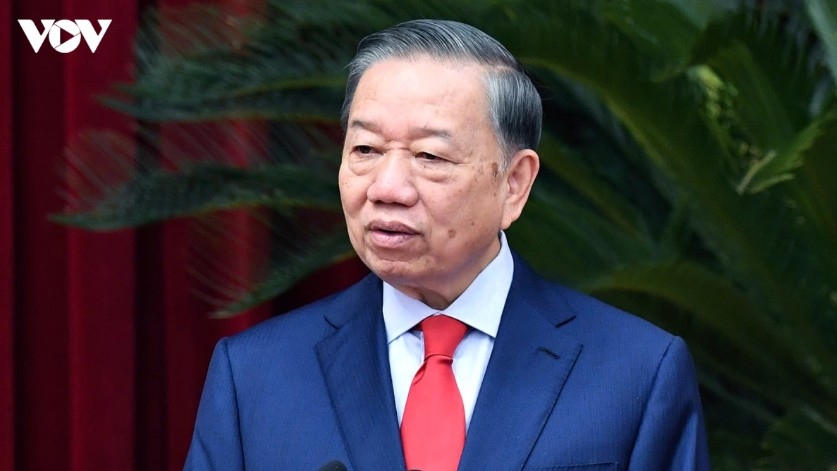 General Secretary of the Communist Party of Vietnam Central Committee and President To Lam speaks at the event